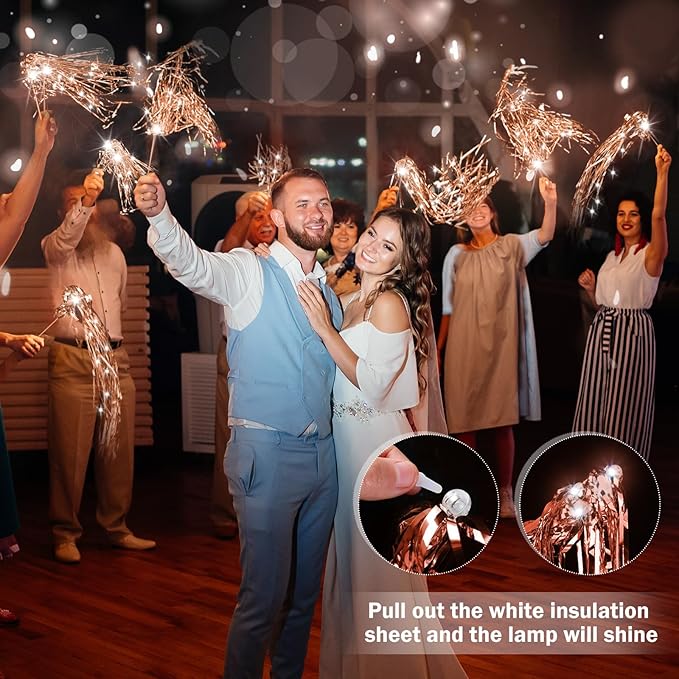 100 Pcs Lighted Wedding Wands LED Tinsel Wands Light up Streamers Sparklers - Image 6