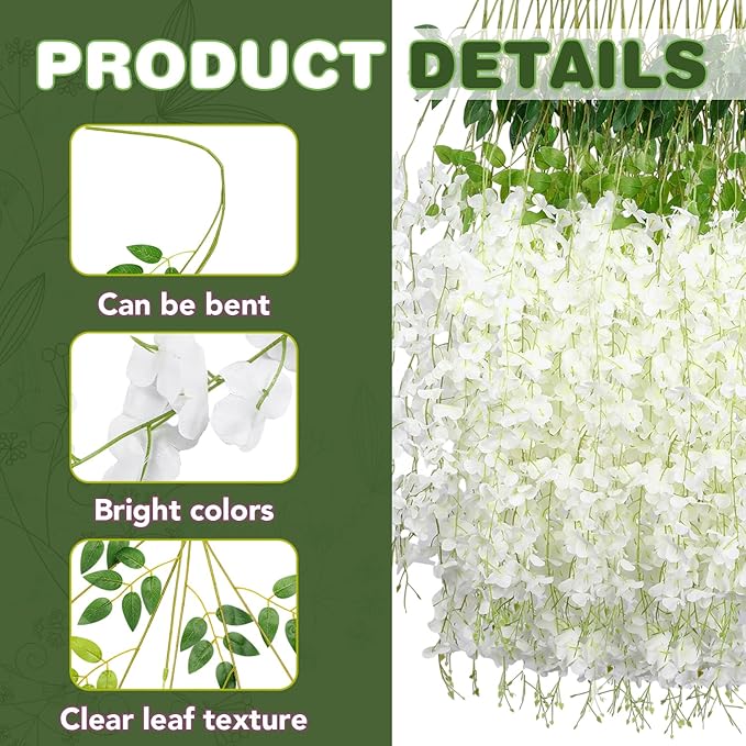 Wisteria Hanging Flowers, Fake Hanging Flowers, Wisteria artificiales Garland - Image 3
