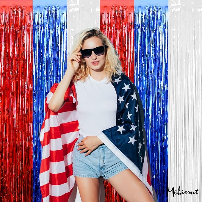 4 Pack 3.2Ft x 6.6Ft Independence Day Fringe Curtain Backdrop - Image 6