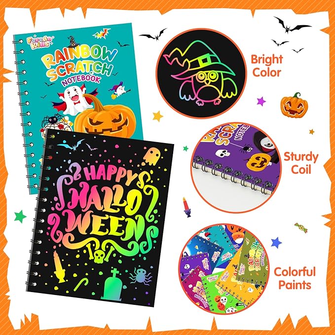 Halloween Party Favors for Kids Bulk: 24 Pack Rainbow Scratch Art Notebook Bulk - Image 5