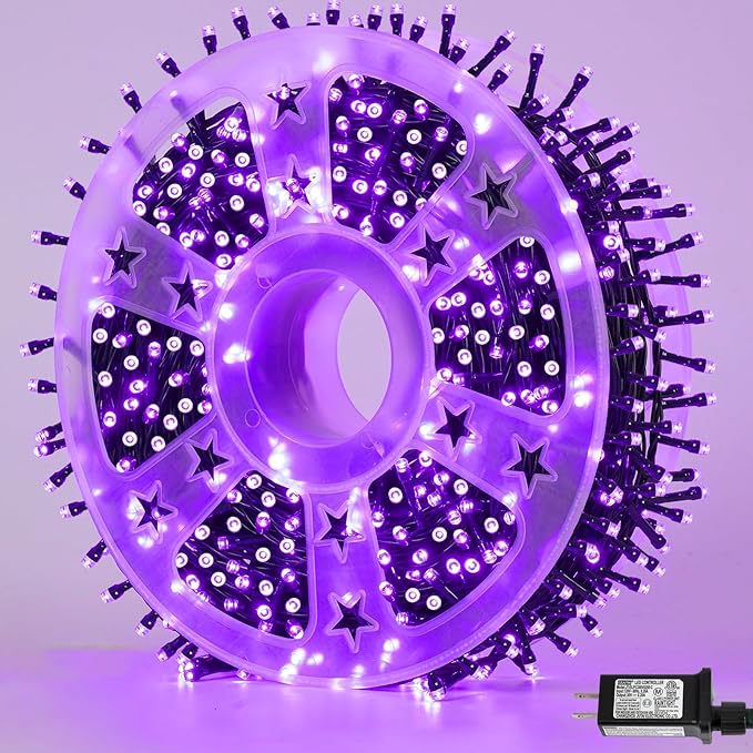 YEGUO 165ft 500 LED Halloween Lights Outdoor Waterproof, 8 Modes Purple String by YEGUO