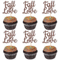 24 PCS Fall in Love Cupcake Toppers Glitter Fall Theme Party Cupcake Picks by ZHUOWEISM