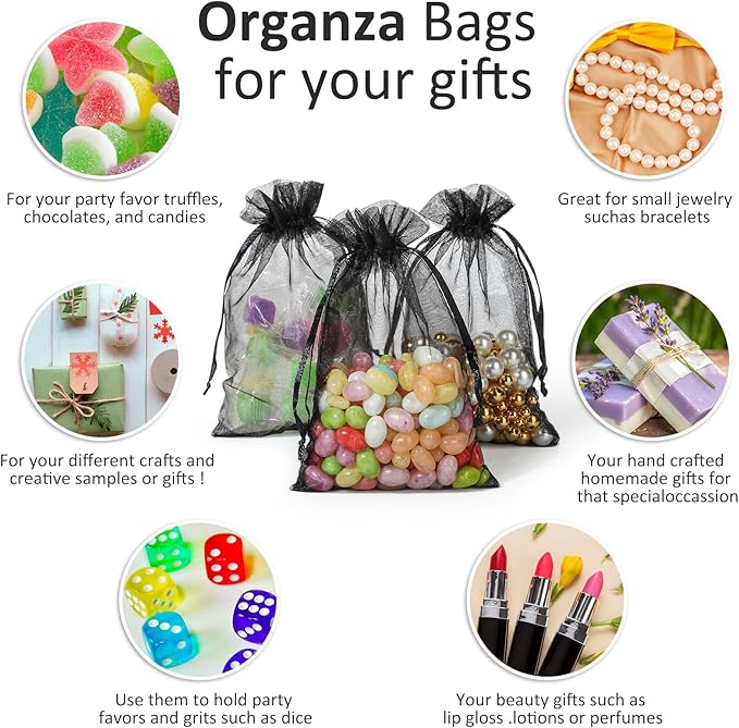 50PCS Sheer Organza Bags, Wedding Favor Bags - Image 3