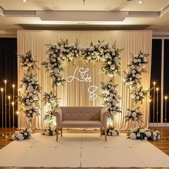 40ft x 10ft Wrinkle Free Beige Backdrop Curtain - Image 3