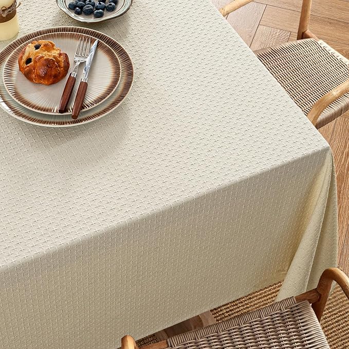 MIULEE Natural Linen Cottton Table Cloth Rectangle Tablecloth Waterproof - Image 2