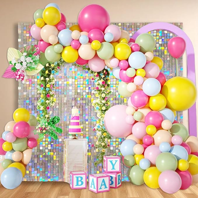 24PCS Colorful Shimmer Wall Backdrop, Square Sequin Backdrops Panel, Glitter - Image 4