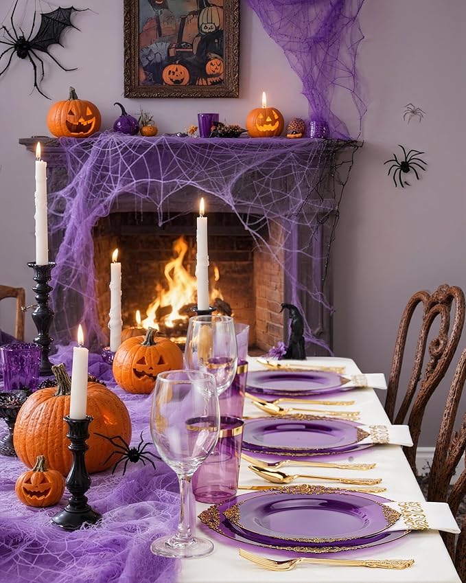 Nervure 350PCS Purple Plastic Plates - Image 2