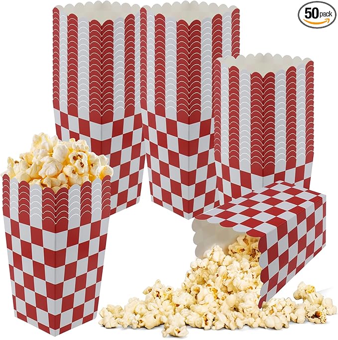 50 Pcs Popcorn Boxes Mini Paper Popcorn Box Cardboard Popcorn Container by zsccxq
