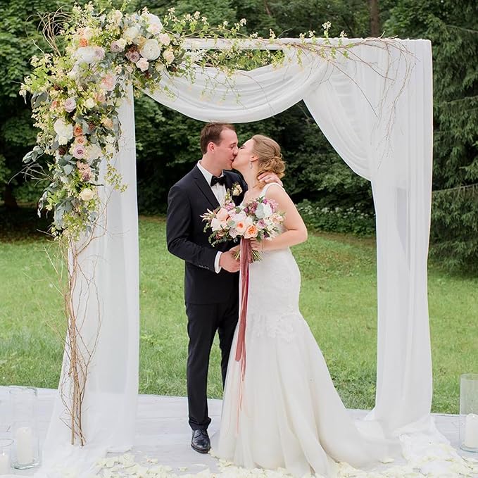 Wokceer Wedding Arch Draping Fabric 3 Panels 28.7" x 20FT White Drapes Sheer - Image 7