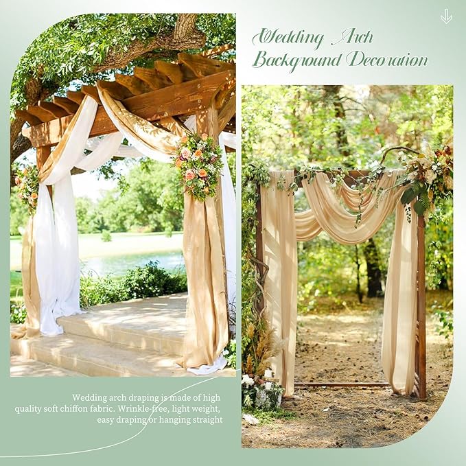 4 Panels Wedding Arch Draping Fabric, Sheer Chiffon Curtain Arbor Drapery - Image 6