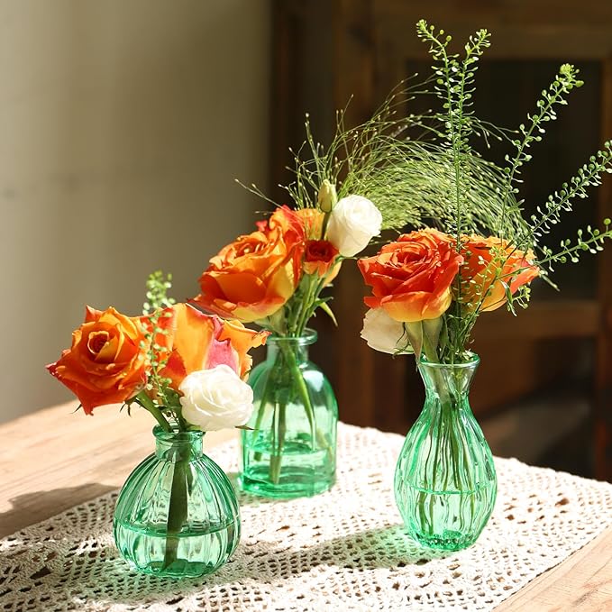 Green Vase, Bud Vases Set of 12, Small Green Glass Vases - Image 6