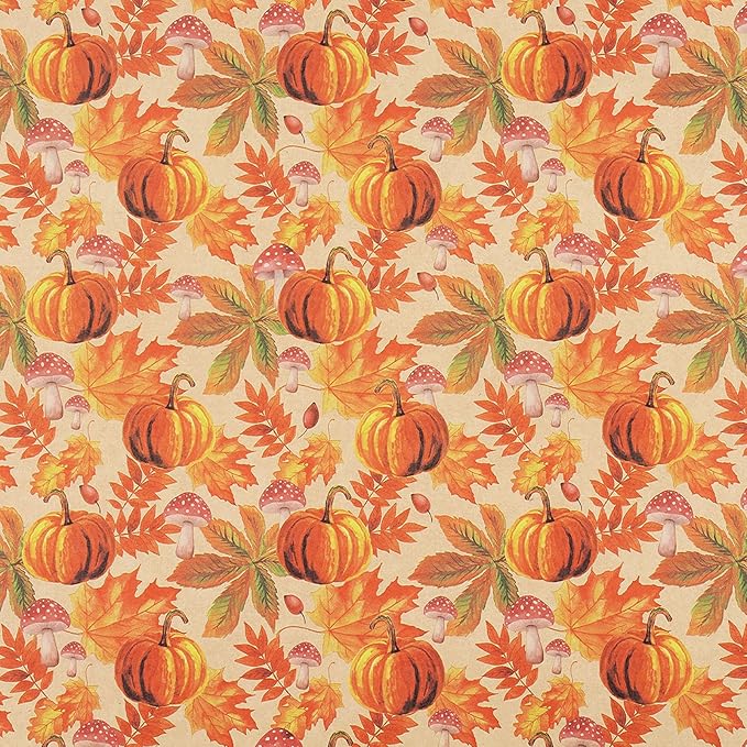 RUSPEPA Fall Wrapping Paper Roll, Mini Roll, Watercolor Pumpkin, Autumn Leaf - Image 8