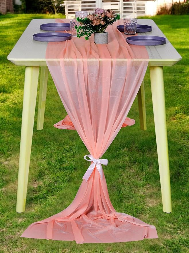 MDS 20 Pack 10ft Chiffon Table Runner 29 x 120 Inches Sheer Wedding Runner by MDS