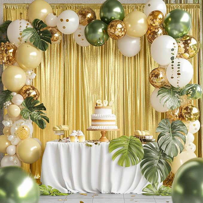 40x10 ft Wrinkle Free Gold Sequin Backdrop Curtain - Image 9