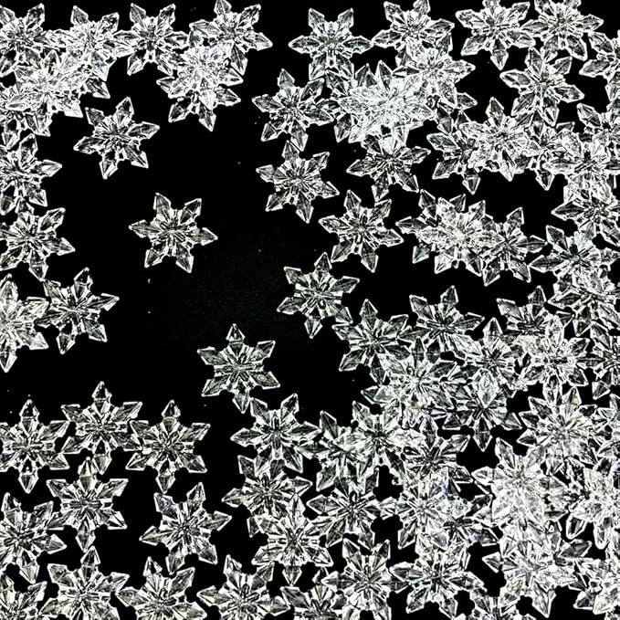 HappyFiller Sensory Bin Filler Gems 114 PCS Clear Mini Acrylic Snowflake No - Image 7