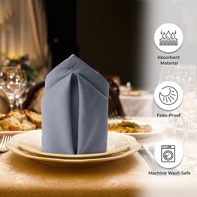Urban Villa Dinner Napkins Solid Grey Color Cloth Napkins Oversized 20x20 - Image 2