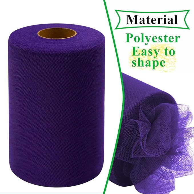 Purple Tulle Fabric Rolls 6 Inch by 100 Yards Fabric Spool Tulle Ribbon - Image 2