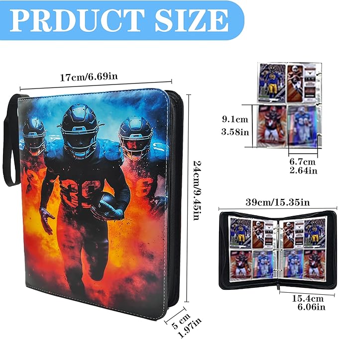 Trading Card Binder 4 Pocket, Pockets Football Card Binder, Premium Double - Image 2