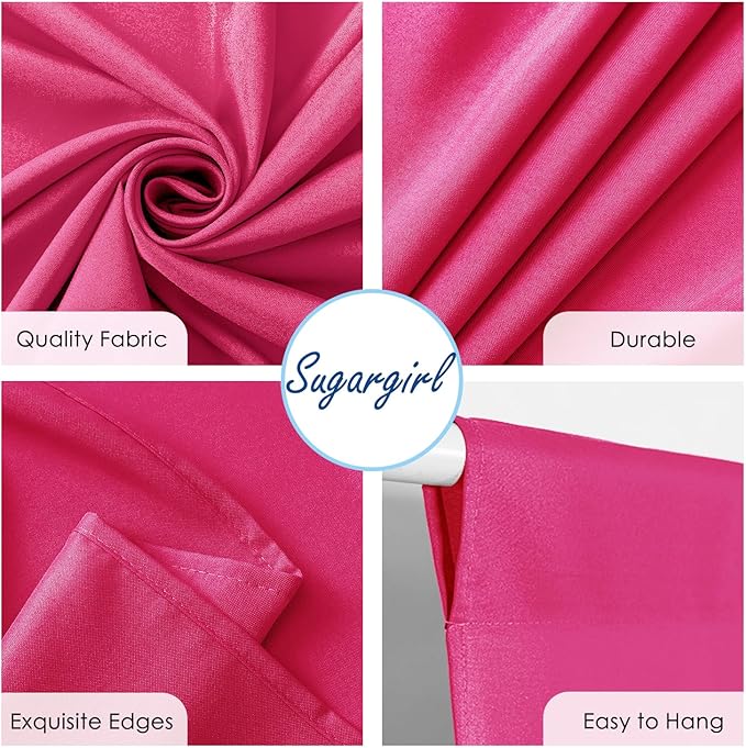 Sugargirl 10x10FT Fuschia Backdrop Curtains Polyester Photo Backdrop Drapes - Image 7