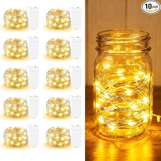 10 Pack Fairy Lights Battery Operated - 7ft 20 LED Twinkle Lights Copper Wire by AOZOPE