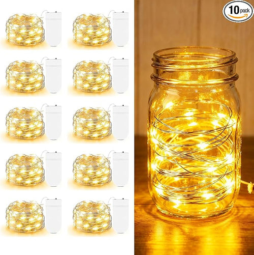 10 Pack Fairy Lights Battery Operated - 7ft 20 LED Twinkle Lights Copper Wire by AOZOPE
