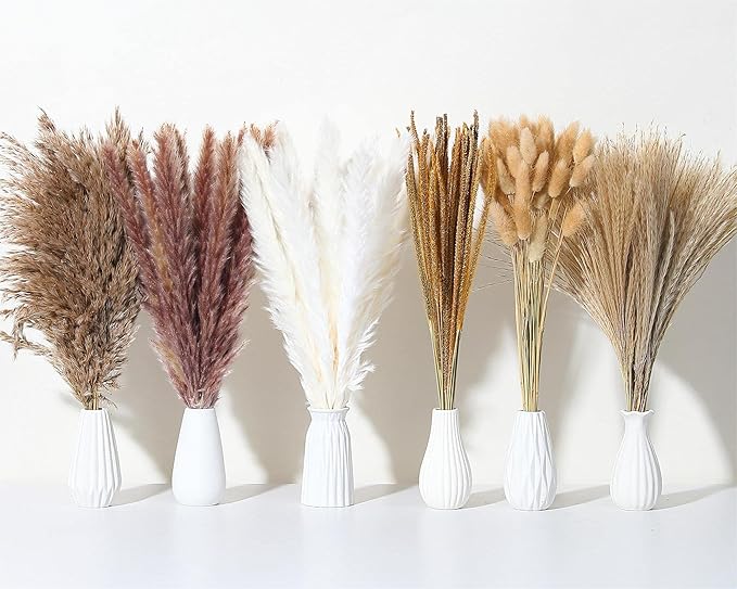 135Pcs Dried Pampas Grass Decor, Boho Home Decor, Mini Bunny Tails Dried Flowers by Wertuirk