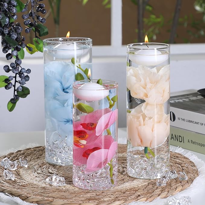 20 PCS White Floating Candles and 16 PCS Glass Vases - Image 8