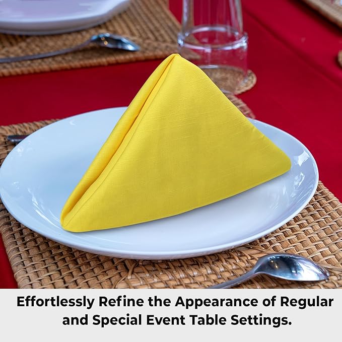Urban Villa Yellow Napkins Solid Set of 12 Cloth Dinner Napkins Size 20x20 - Image 8