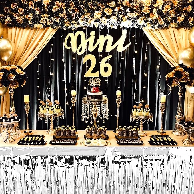 4 Pack 29x108 Inch Metallic Foil Fringe Tinsel Table Skirts - Image 6