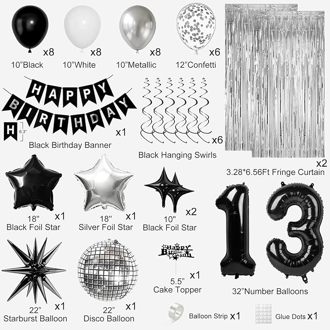 13th Birthday Decorations for Boys Girls, Fringe Curtains Kit - Image 2