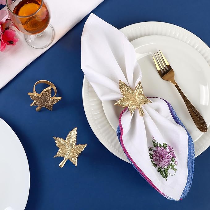 Set of 12 Gold Leaf Napkin Rings - Image 3