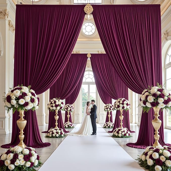 PartyVillage 20ft×15ft Burgundy Backdrop Curtain - Image 2
