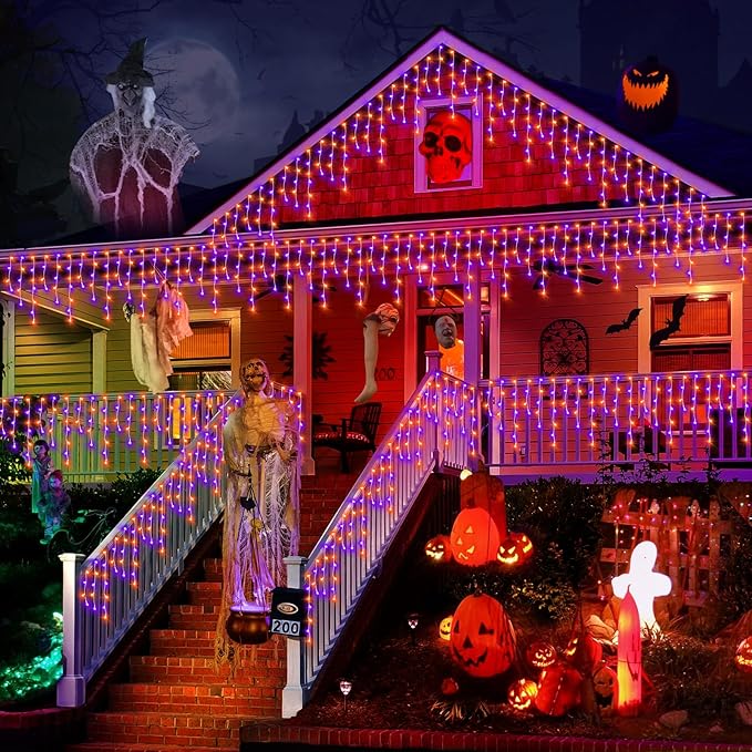 KNONEW Orange Purple Halloween Lights 33FT 400 LED String Lights Outdoor - Image 6