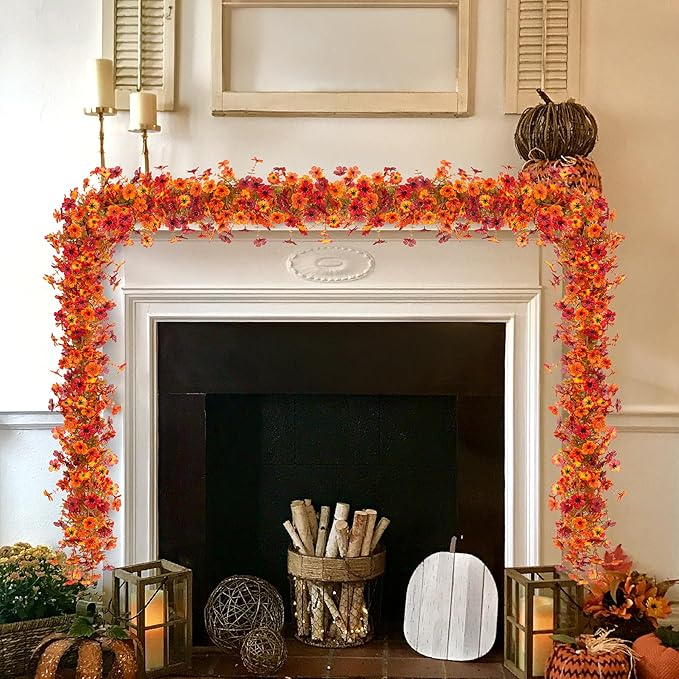 Fall Mums Flowers Artificial Garland - Image 2