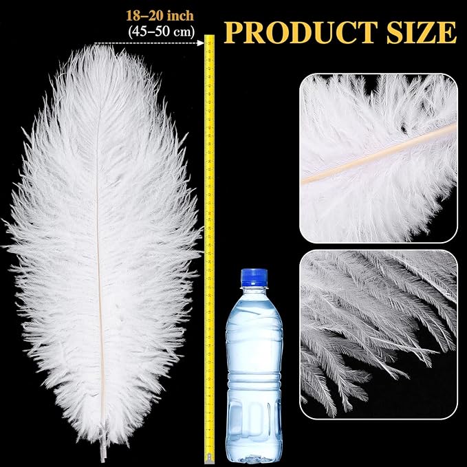 Retrowavy 30 Pcs 18-20 Inch Large Natural Ostrich Feathers Bulk - Image 2