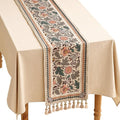 ISAENNE Designer Bohemian Linen Table Runner 87 Inches Long, Elegant Lotus by Isaennehomedecoration