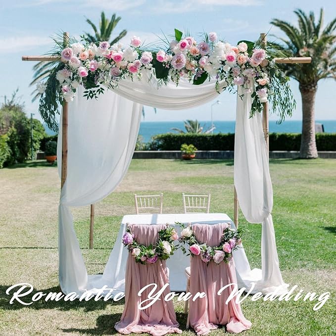Wedding Arch Draping Fabric 4 Panels 20Ft Length x 28" Width White Arch Drapes - Image 7