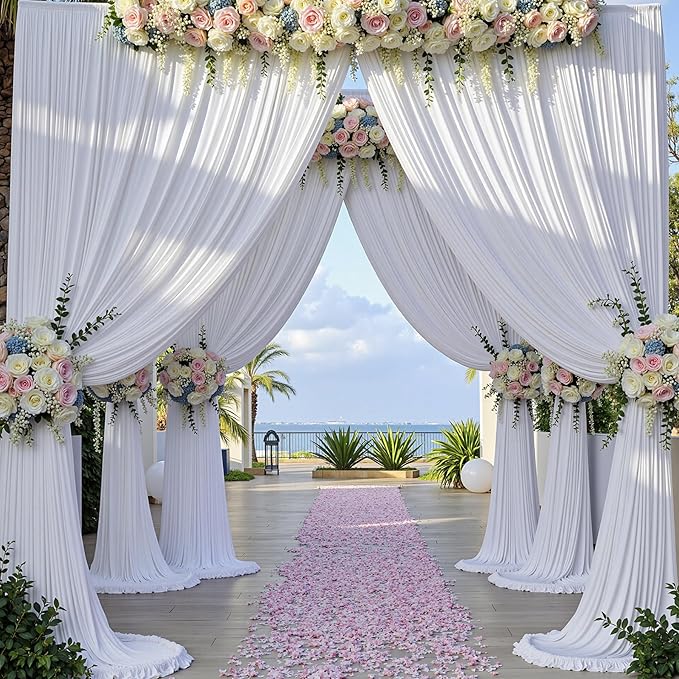 30×12 ft White Wrinkle Free Backdrop Curtain, Soft Silky Easy to Drape Wedding - Image 7