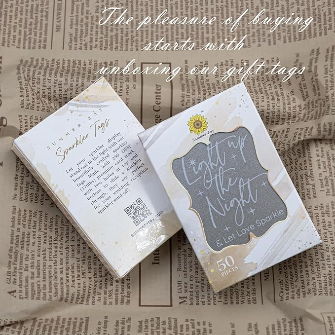 Summer-Ray 50pcs Light up The Night & Let Love Sparkle Wedding Sparkler Tags - Image 4