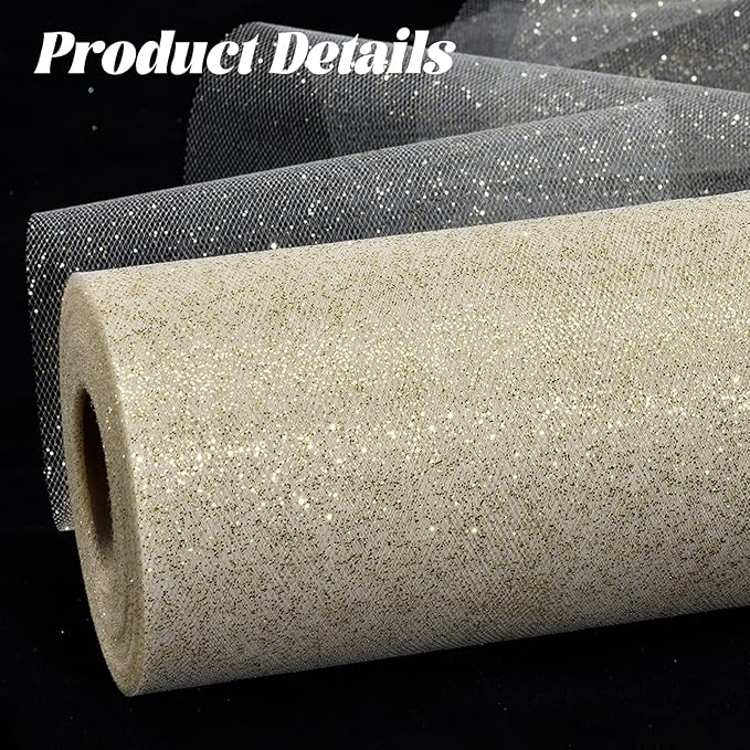 Glitter Tulle Rolls 6” by 50 Yards Sparkle Tulle Fabric Ribbon Sequin Tulle - Image 5