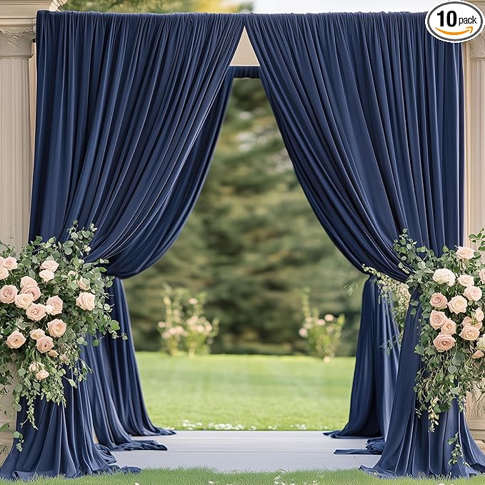 50×12ft Navy Blue Wrinkle Free Backdrop Curtain by ENJOYYOURPARTY