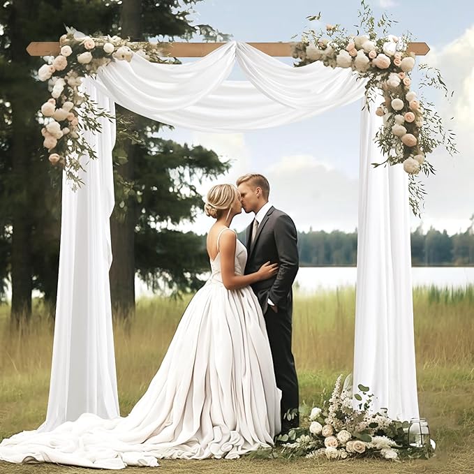 Wedding Arch Draping Fabric 3 Panels 30" X 20FT Sheer Arch Drapes Fabric White - Image 5