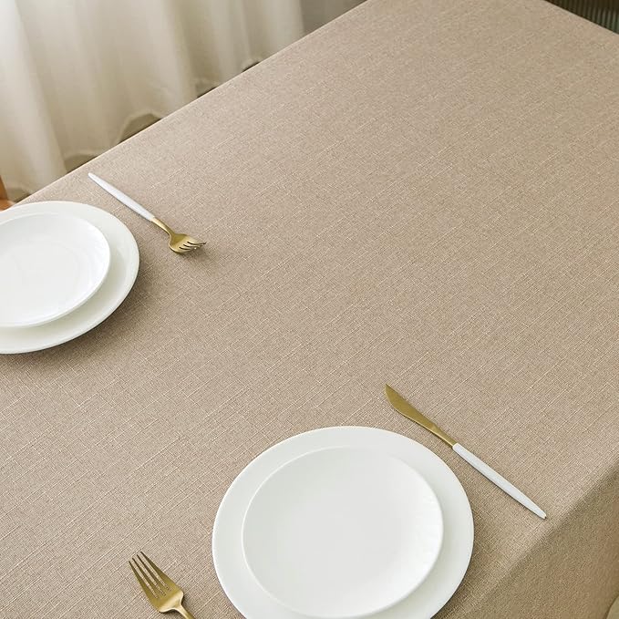 NLMUVW Linen Tablecloth for Rectangle Tables 102 Inch Burlap Textured Table - Image 2