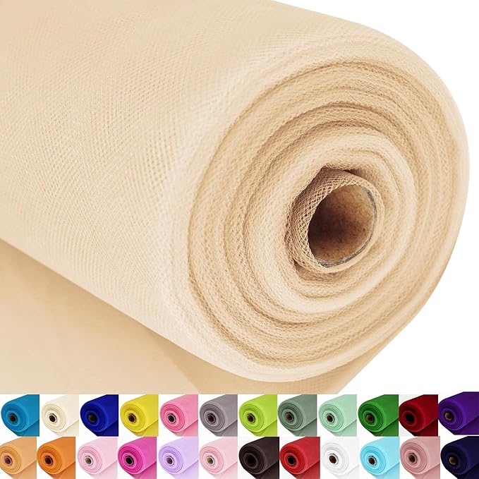 Beige Tulle Fabric Roll Spool Bolt Large Tulle Wedding Party Decoration by AblemeDeco