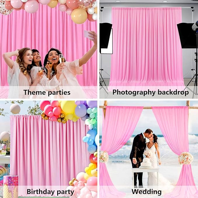 10 x 7 Feet Pink Backdrop Curtain - Image 5