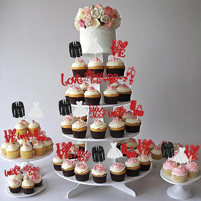 Ephlyn 30Pcs Bride to be Cupcake Toppers Glitter Wedding Cake Topper - Image 6