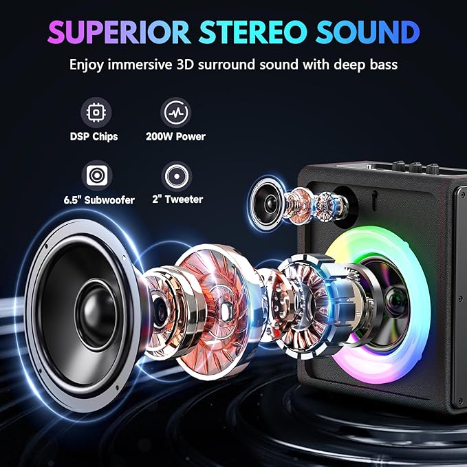 Karaoke Machine, Portable Bluetooth 5.3 Speaker - Image 2