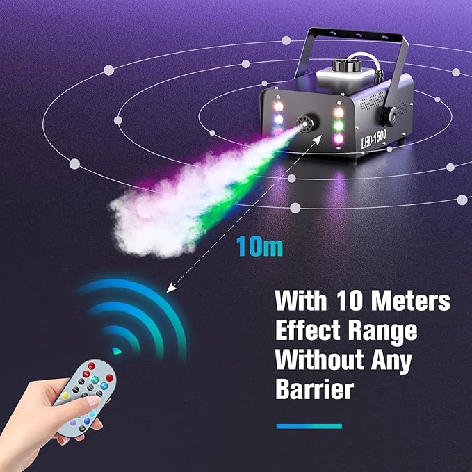 Fog Machine with 6 RGB LED Lights, 1500W Smoke Machine - Image 7