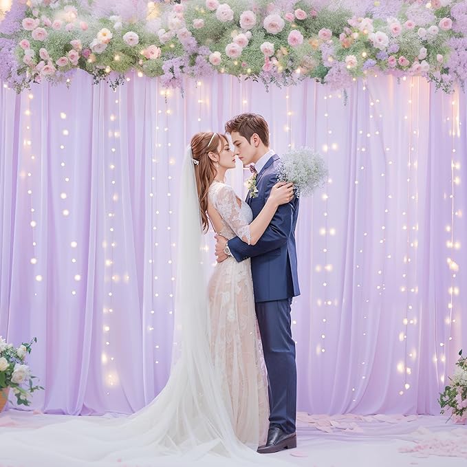 10ft x 7ft Lavender Chiffon Backdrop Curtain - Image 5
