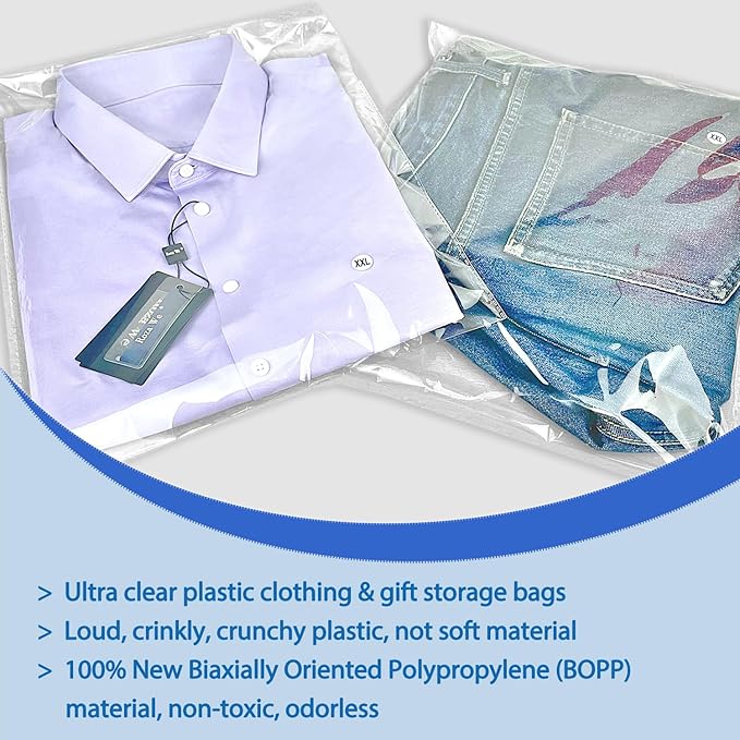 PigPotParty 12"x15" Self-Sealing Clear Cellophane T-Shirt Bags - Image 6